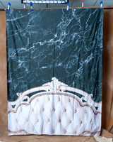 Bed and wall, about 5x7, $15